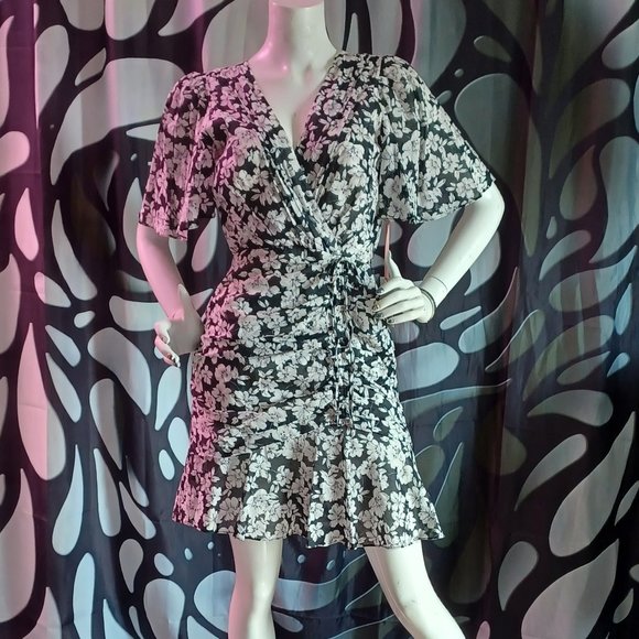 NWT Alex Marie Suzy Floral Wrap Surplice V-Neck Short Sleeve Dress - Picture 5 of 10